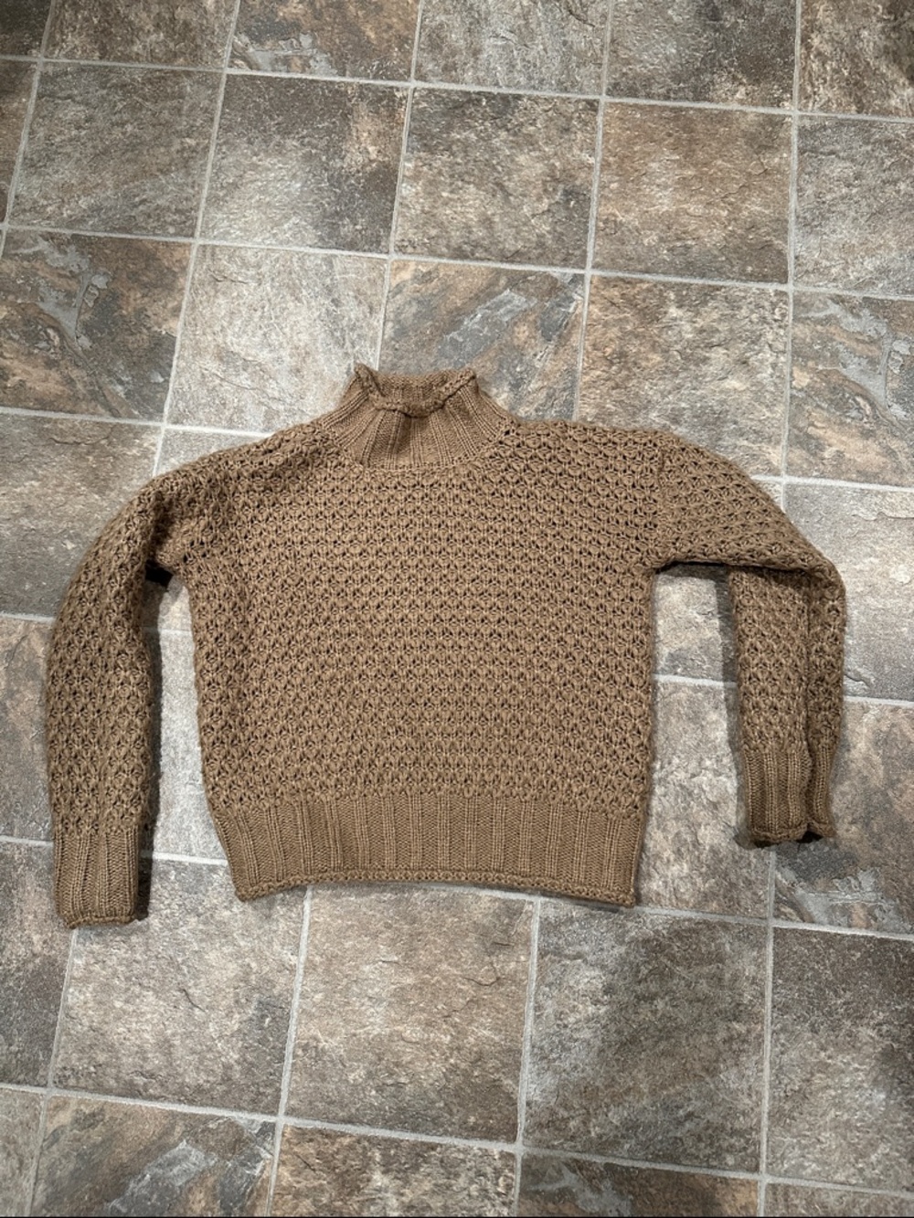 Hippie Rose Brown Crochet Turtleneck Sweater